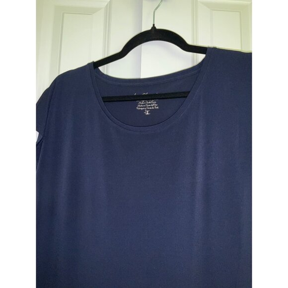 Chico's Scoop neck Navy Blue Classic Short Sleeve Top, Size 1 Medium by Chico's - Picture 3 of 6